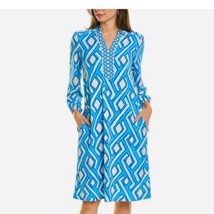 J. McLaughlin Blue Geometric Women's Dress